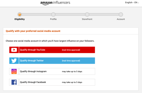 Applying for Amazon Influencer Program
