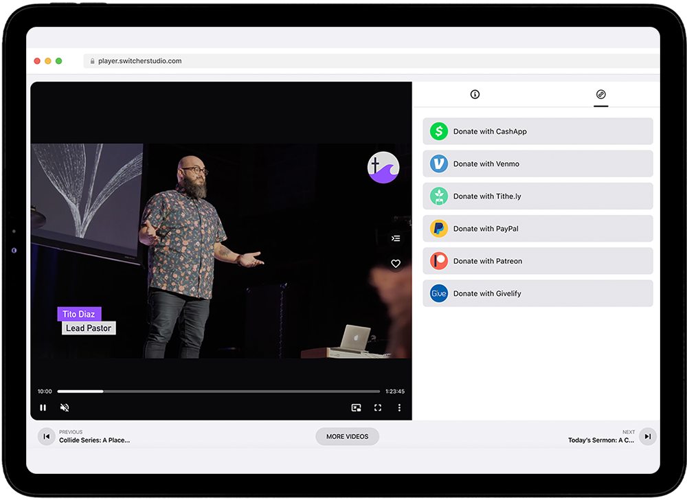 Worship Ipad Switcher Player Donations